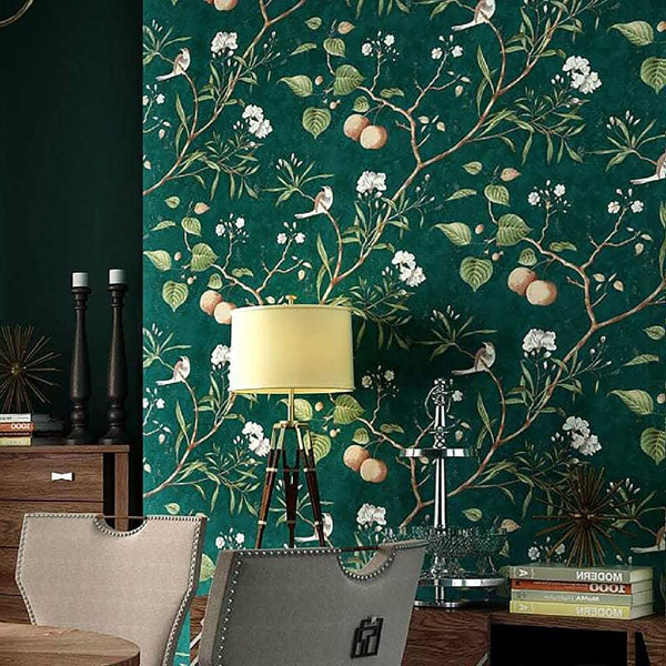 Red Barrel Studio® Peel And Stick Wallpaper Vintage Emerald Green Wa
